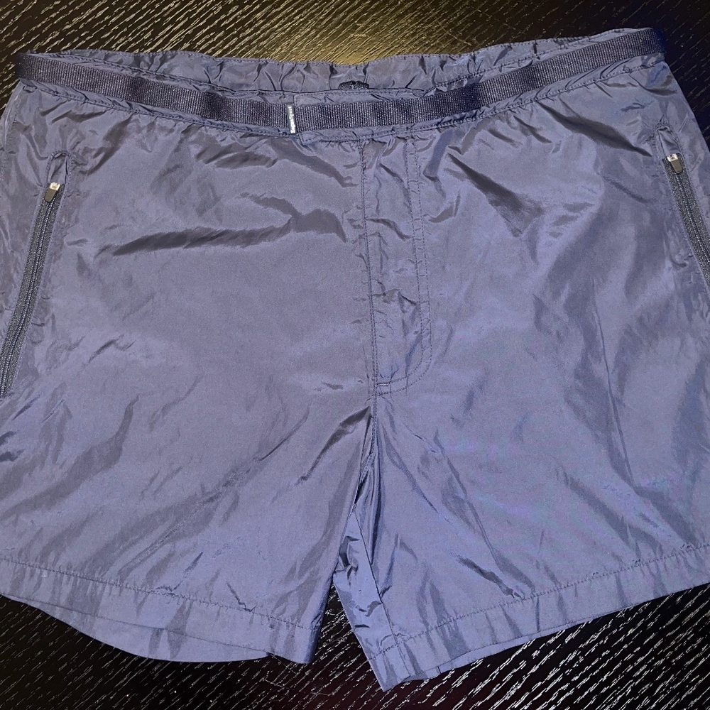 Zegna Sport Elegant Ink Blue Grosgrain Waistband Mens swimsuit Italian L -31-34W